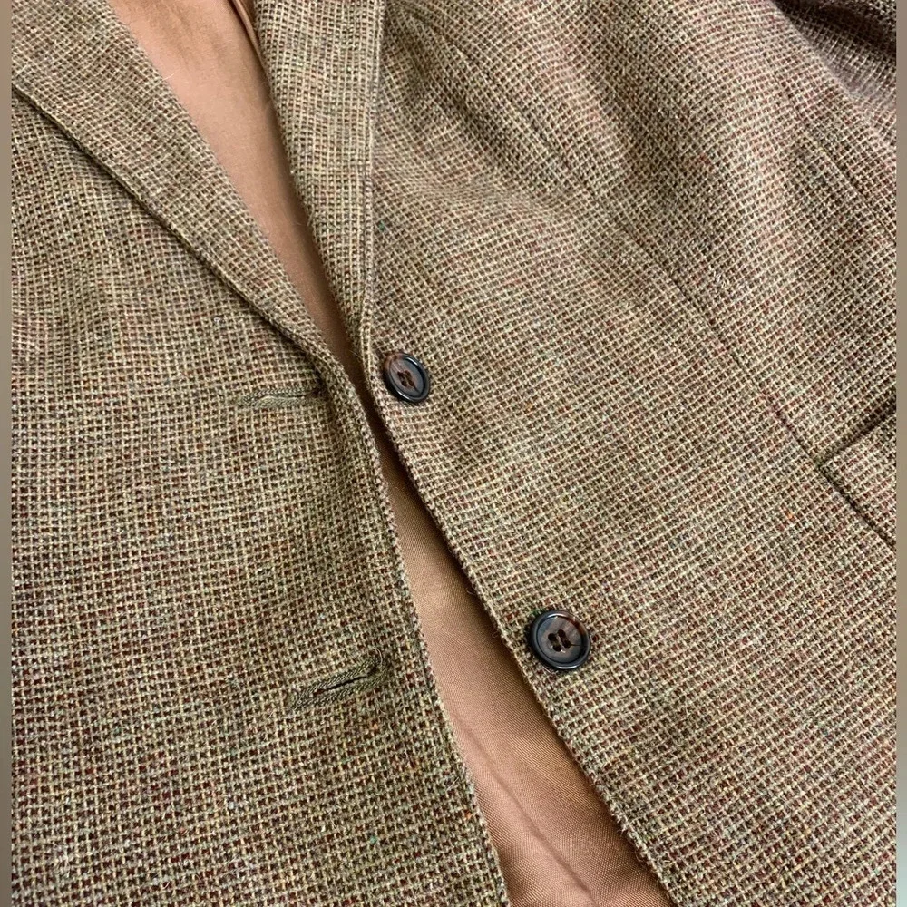 Vintage 60s 70s  Red Brown Textured Lightweight 2 Button Front Blazer Size 10 - Picture 7 of 12
